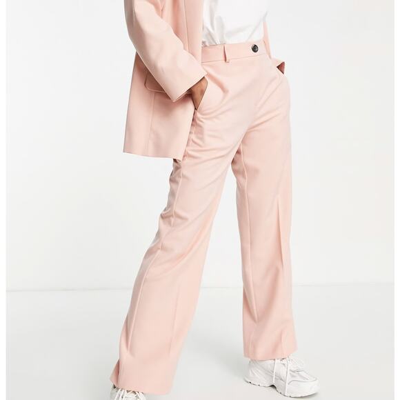 ASOS Design NWT Straight Leg Blush Pink High Waist Trousers Size 0 - Picture 1 of 8